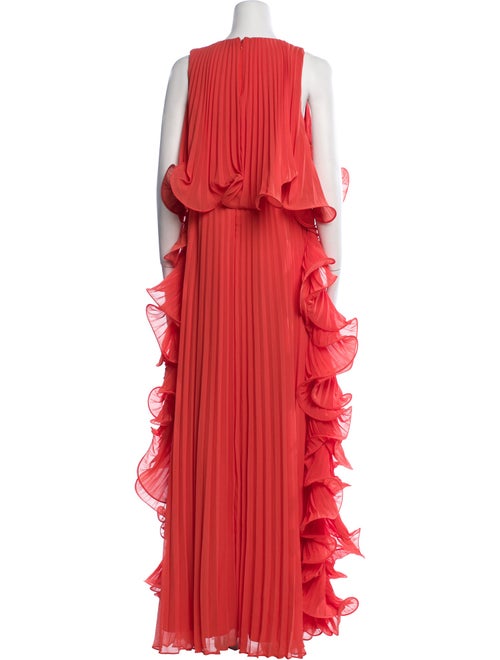 Badgley Mischka Crew Neck Long Dress