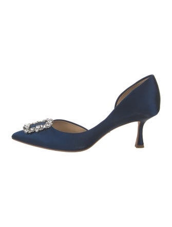 Badgley Mischka Satin Crystal Embellishments D'Orsay Pumps