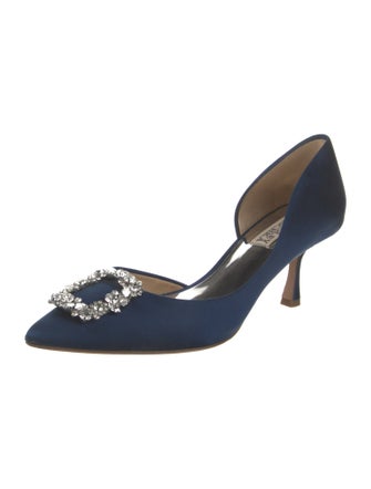 Badgley Mischka Satin Crystal Embellishments D'Orsay Pumps