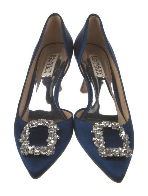 Badgley Mischka Satin Crystal Embellishments D'Orsay Pumps