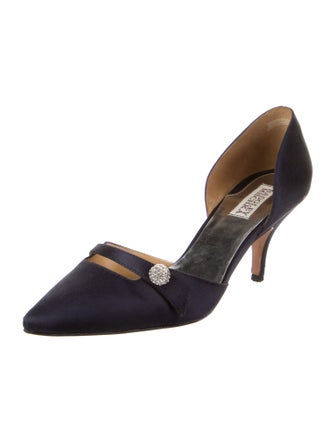 Badgley Mischka Satin Crystal Embellishments D'Orsay Pumps