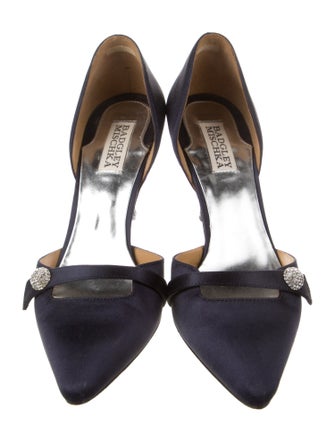 Badgley Mischka Satin Crystal Embellishments D'Orsay Pumps