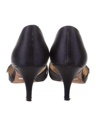 Badgley Mischka Satin Crystal Embellishments D'Orsay Pumps