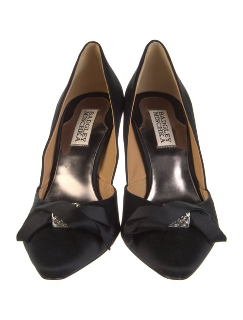 Badgley Mischka Satin Crystal Embellishments Pumps