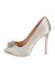 Badgley Mischka Satin Crystal Embellishments Pumps