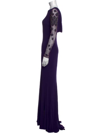Badgley Mischka Bateau Neckline Long Dress