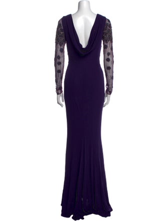 Badgley Mischka Bateau Neckline Long Dress