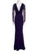 Badgley Mischka Bateau Neckline Long Dress