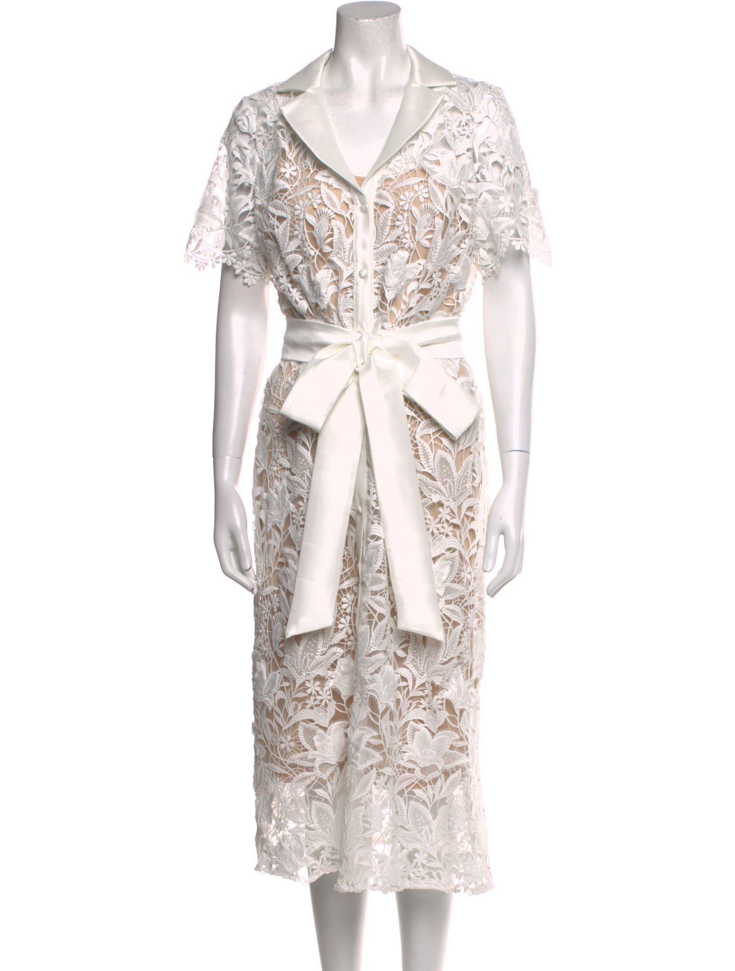 Badgley Mischka Lace Pattern Midi Length Dress