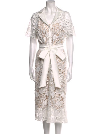 Badgley Mischka Lace Pattern Midi Length Dress