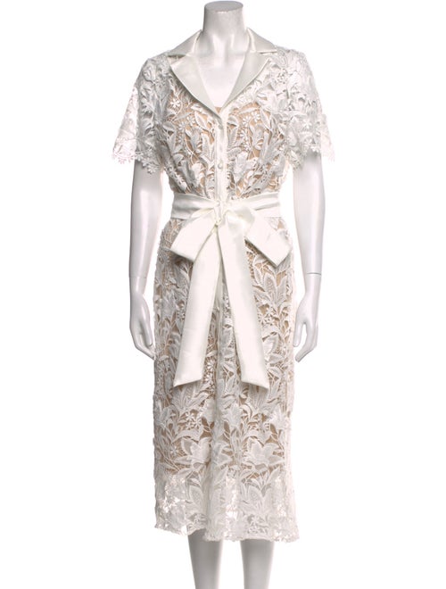 Badgley Mischka Lace Pattern Midi Length Dress