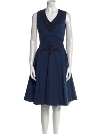 Badgley Mischka V-Neck Knee-Length Dress