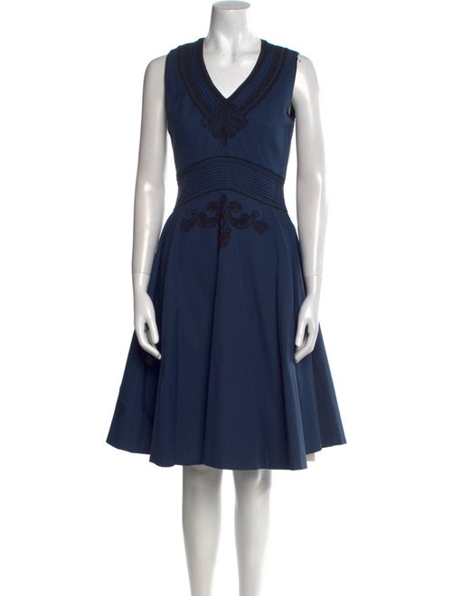 Badgley Mischka V-Neck Knee-Length Dress