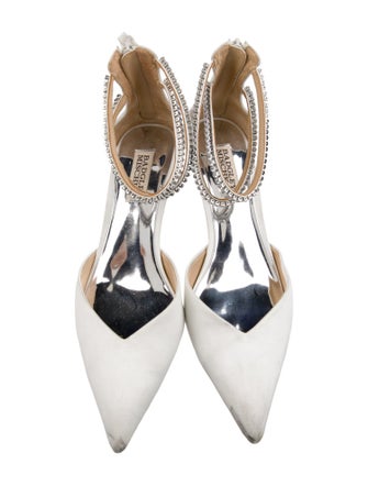 Badgley Mischka Satin Crystal Embellishments D'Orsay Pumps