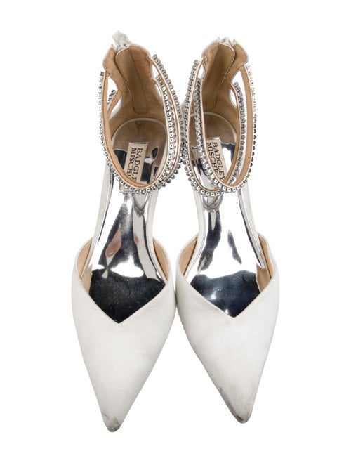 Badgley Mischka Satin Crystal Embellishments D'Orsay Pumps