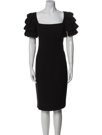 Badgley Mischka Square Neckline Knee-Length Dress