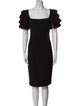 Badgley Mischka Square Neckline Knee-Length Dress