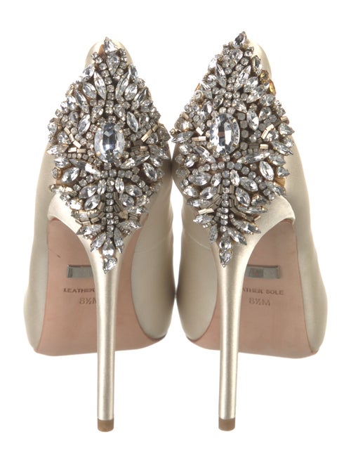 Badgley Mischka Satin Crystal Embellishments Pumps