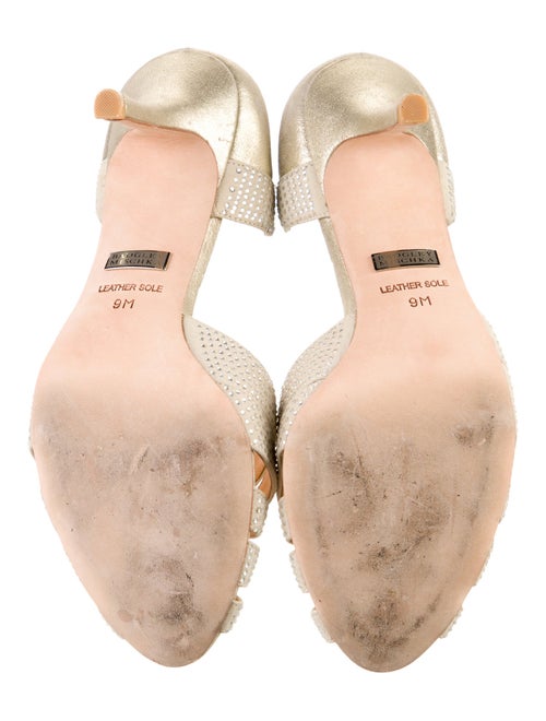 Badgley Mischka Leather Crystal Embellishments D'Orsay Pumps