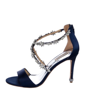 Badgley Mischka Satin Crystal Embellishments Sandals