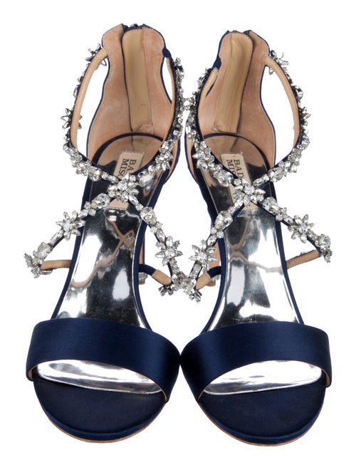 Badgley Mischka Satin Crystal Embellishments Sandals