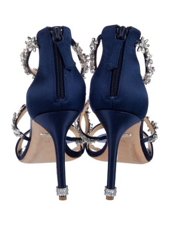 Badgley Mischka Satin Crystal Embellishments Sandals