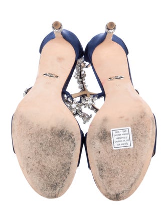 Badgley Mischka Satin Crystal Embellishments Sandals