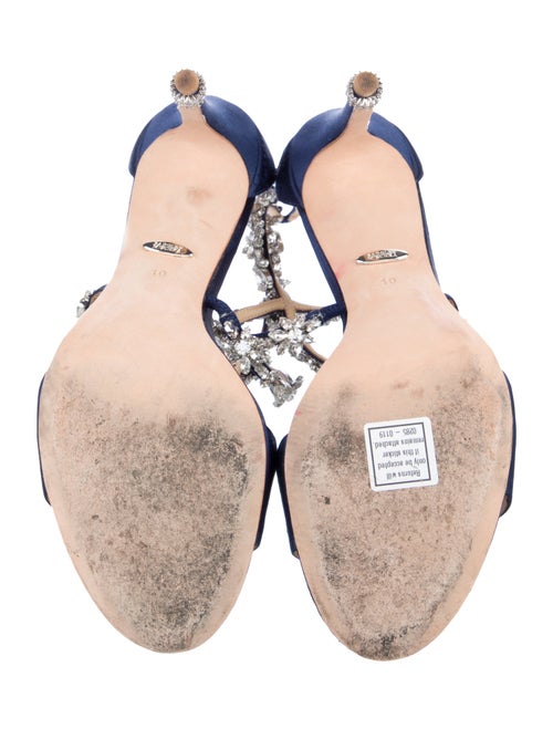 Badgley Mischka Satin Crystal Embellishments Sandals