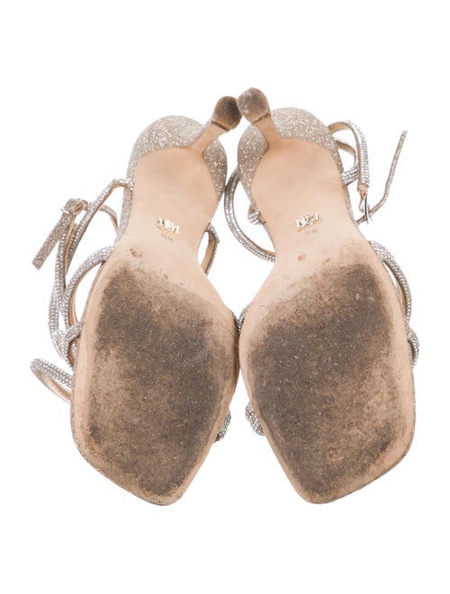 Badgley Mischka Leather Crystal Embellishments Sandals
