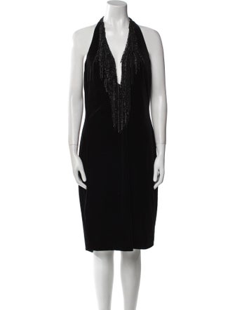 Badgley Mischka V-Neck Midi Length Dress