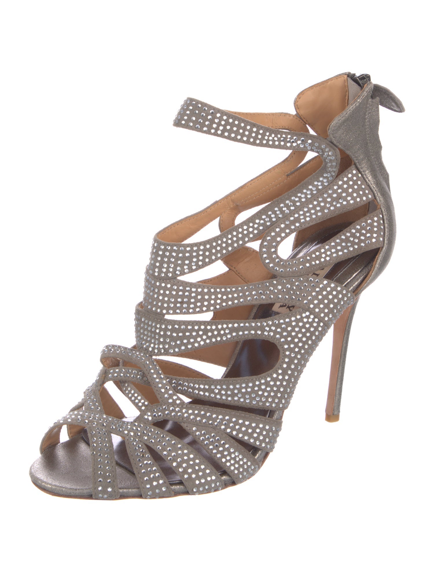 Badgley Mischka Suede Crystal Embellishments Sandals