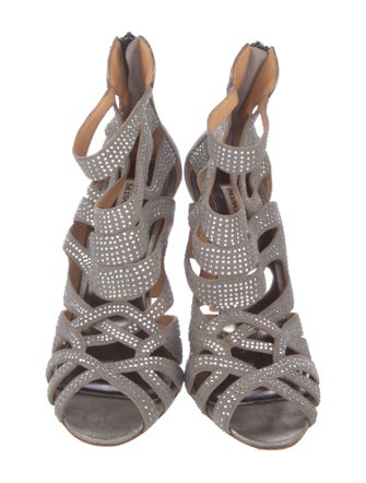 Badgley Mischka Suede Crystal Embellishments Sandals
