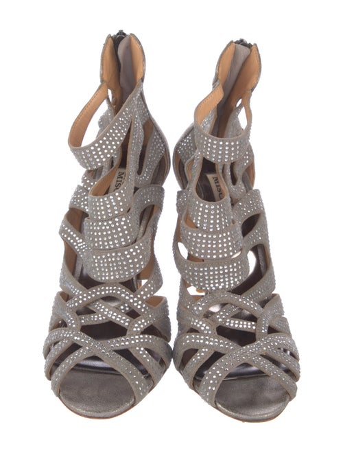 Badgley Mischka Suede Crystal Embellishments Sandals