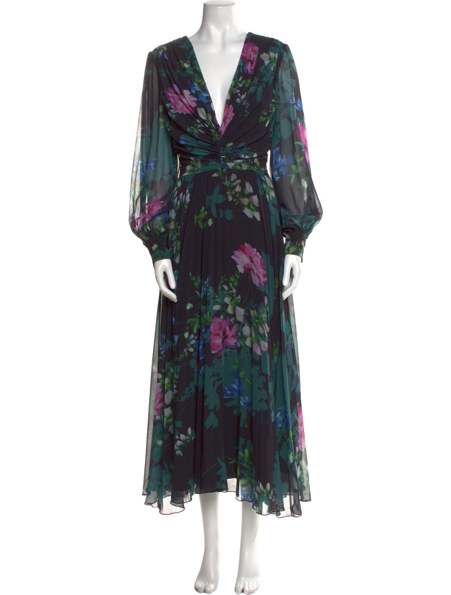 Badgley Mischka Floral Print Long Dress