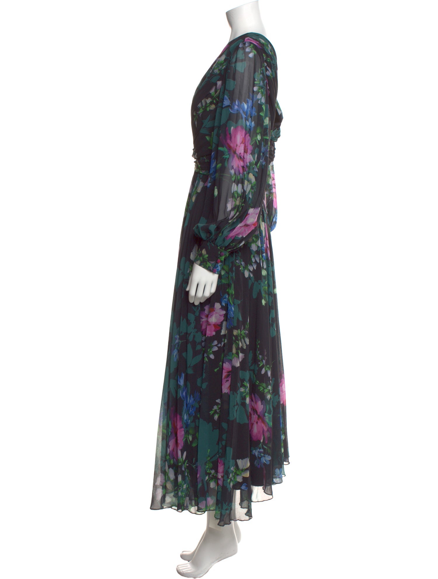 Badgley Mischka Floral Print Long Dress