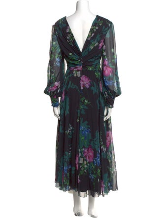 Badgley Mischka Floral Print Long Dress