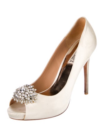 Badgley Mischka Satin Animal Print Slingback Sandals