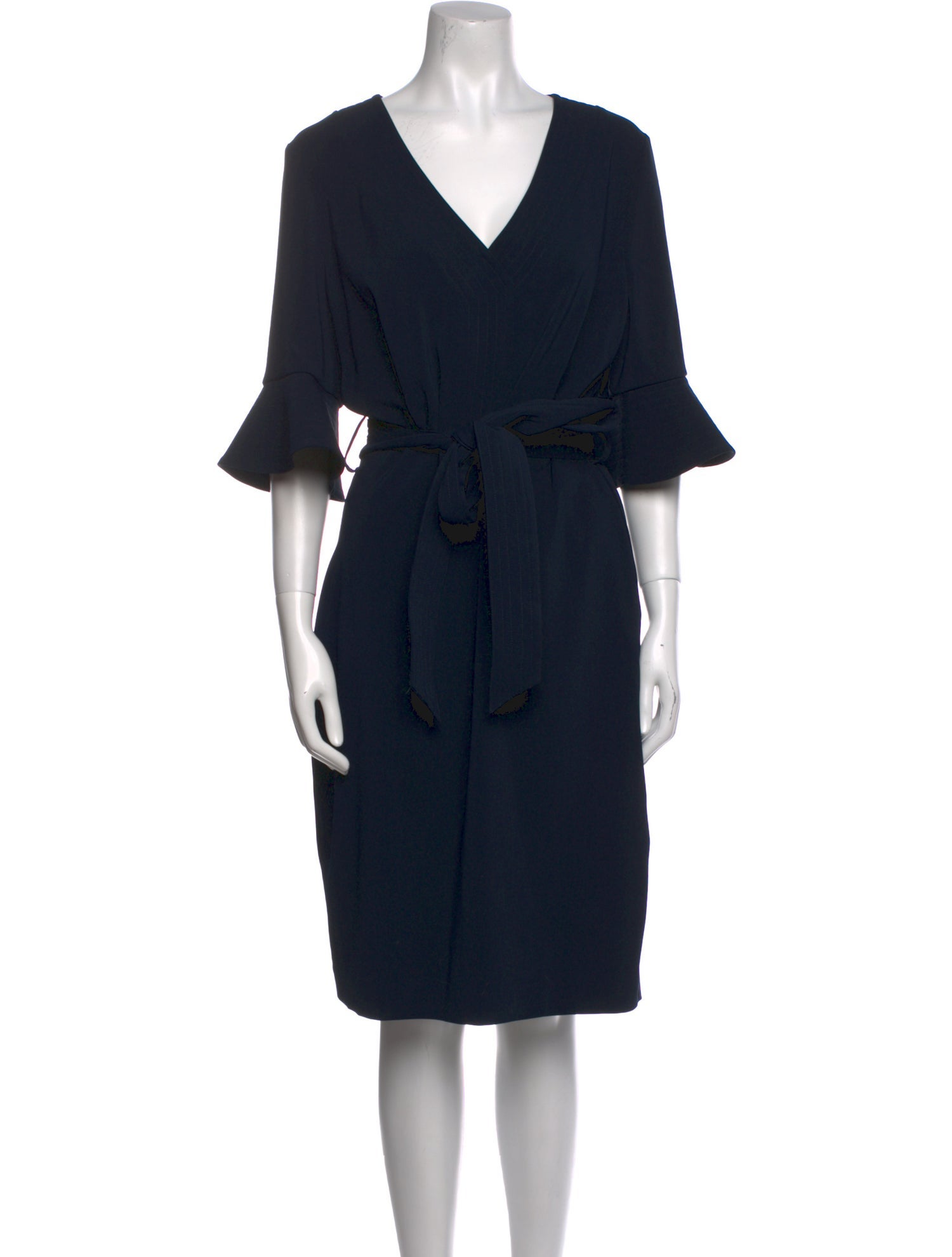 Badgley Mischka V-Neck Knee-Length Dress