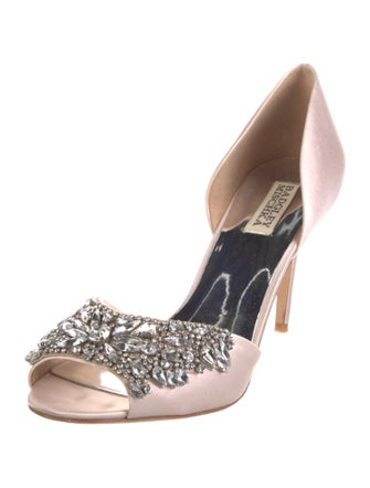 Badgley Mischka Satin Crystal Embellishments D'Orsay Pumps