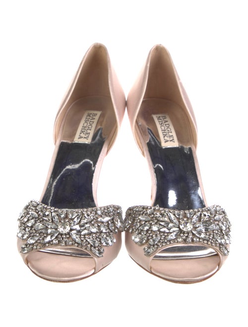 Badgley Mischka Satin Crystal Embellishments D'Orsay Pumps