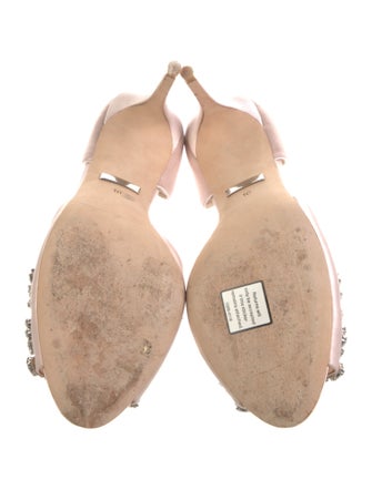 Badgley Mischka Satin Crystal Embellishments D'Orsay Pumps