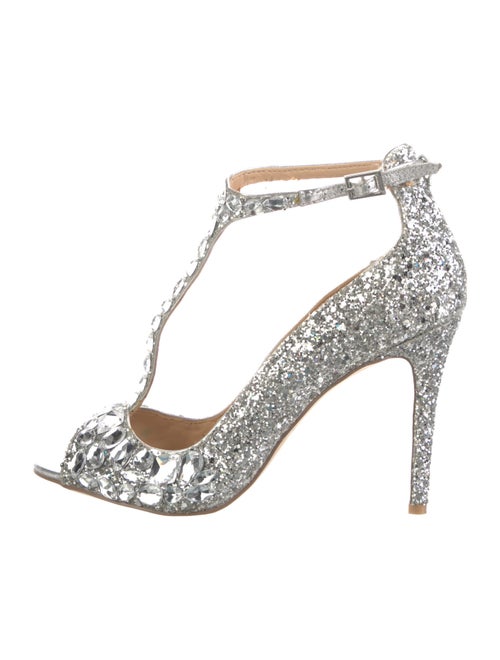 Badgley Mischka Glitter Animal Print T-Strap Sandals