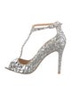 Badgley Mischka Glitter Animal Print T-Strap Sandals