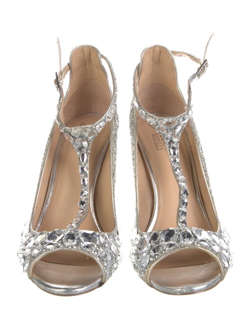 Badgley Mischka Glitter Animal Print T-Strap Sandals