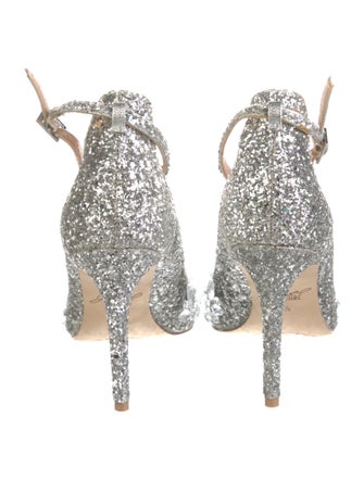 Badgley Mischka Glitter Animal Print T-Strap Sandals