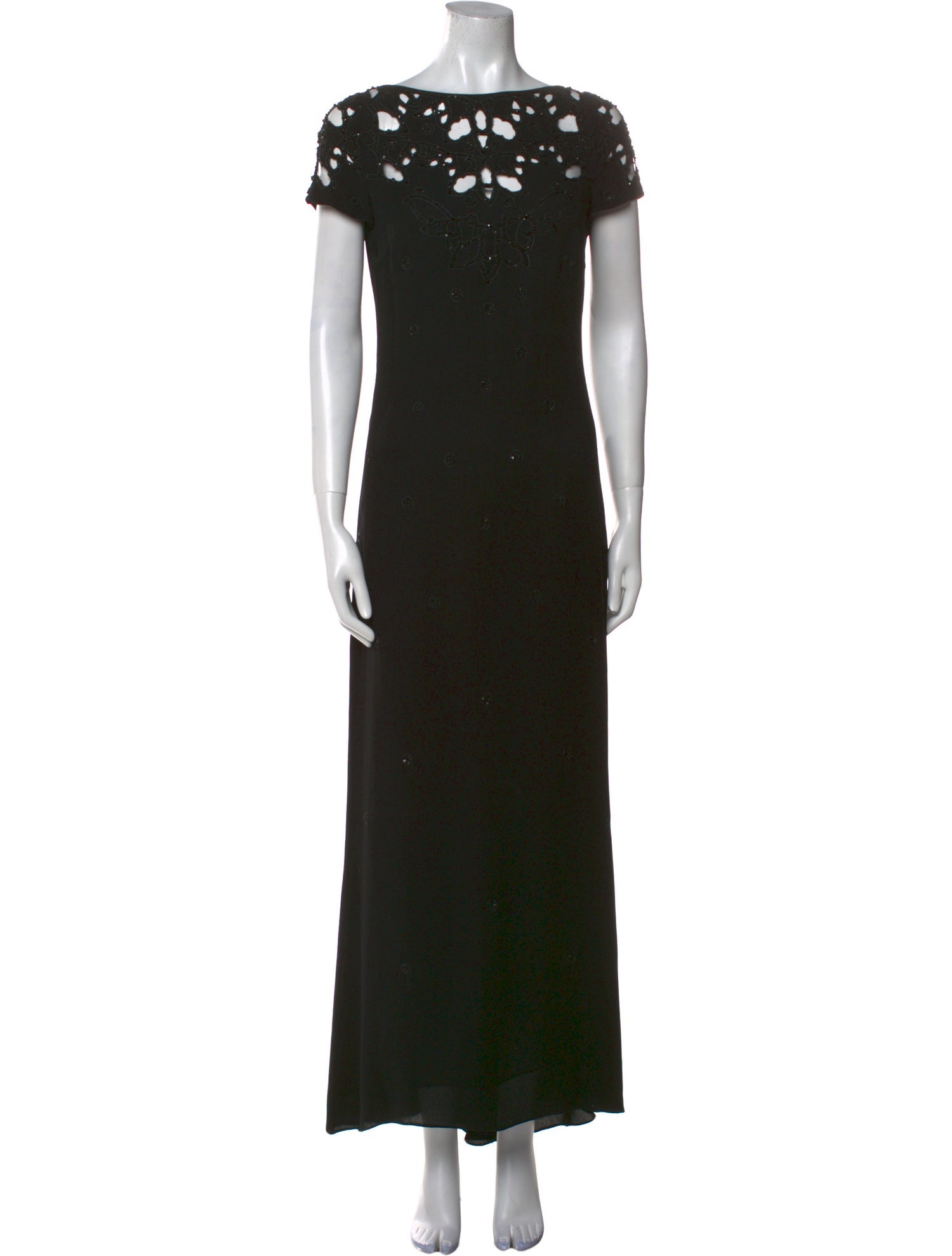 Badgley Mischka Bateau Neckline Long Dress