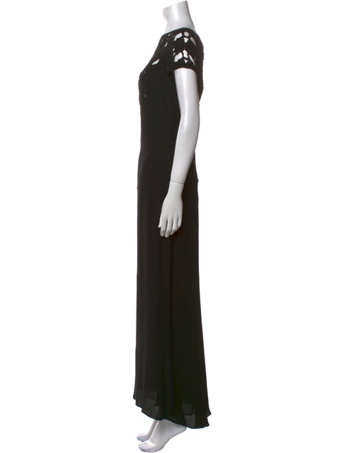 Badgley Mischka Bateau Neckline Long Dress