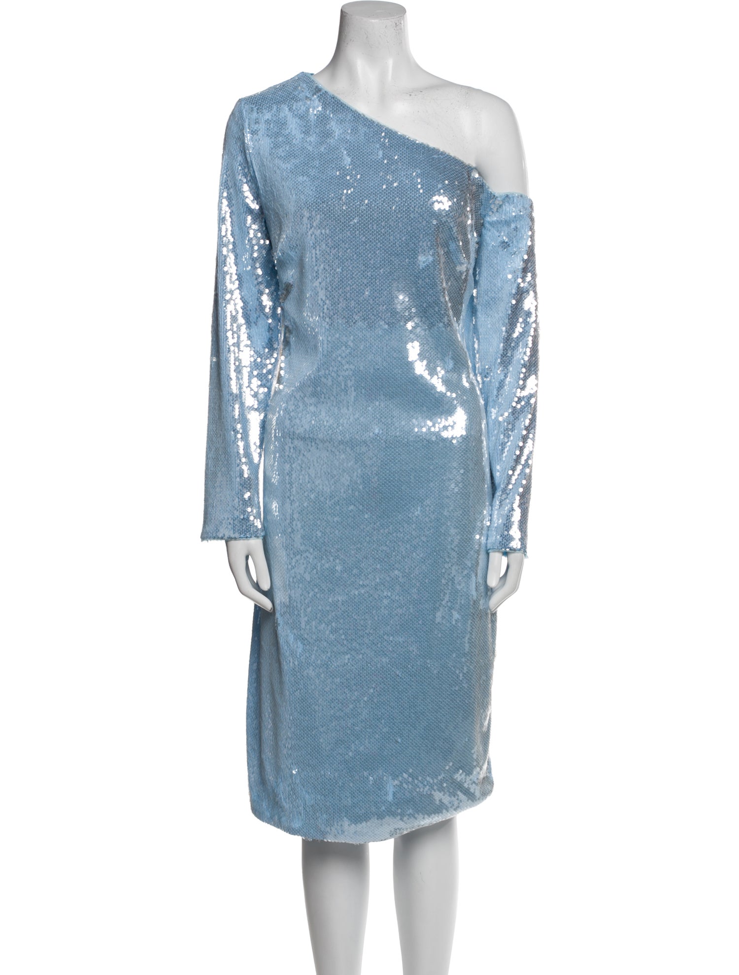 Badgley Mischka One-Shoulder Midi Length Dress