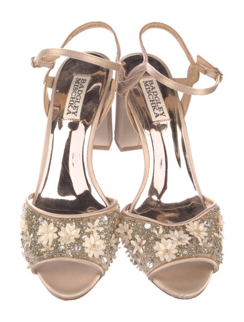 Badgley Mischka Silk Crystal Embellishments Sandals