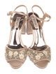 Badgley Mischka Silk Crystal Embellishments Sandals